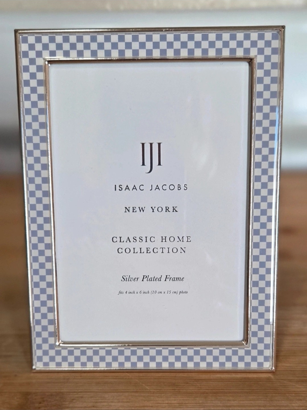Classic Home Collection 5x7 Blue Check Silver Photo Frame
